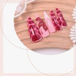 Generic 24pcs Long Stiletto Press on Nails with Glossy Surface and 3D Flower Design - image 2