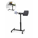 Generic Adjustable Laptop Table with Steel Frame & Lockable Rolling Casters - Black