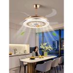 product_image_name-SUMMER WIND-Bluetooth Smart Retractable Ceiling Fan Light with Voice Control + Remote Control - 72W - 42 inches - Gold & White-3