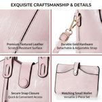 STY Women's Peachy Pink Shimmer Texture 2-in-1 Handbag Set - Top-Handle Bag & Pouch - image 4