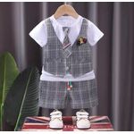 Plaid fabric 2pc Shirt and shorts