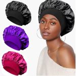 product_image_name-Fashion-3-Piece Silk Satin Sleep Cap Set - Large Size Hair Protection Hat, Stylish Night Cap for Women, Suitable for Sleep, Skincare & Shower-1