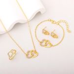 product_image_name-Fashion-4pcs Fashion Jewelry Set - Necklace + Earrings + Bracelet + Ring - Gold-1