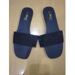 Fashion Women's Textured Flat Slide Sandals - Black - image 2