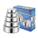 product_image_name-Generic-5 Pieces Stainless Steel Microwaveable Lunch Box Round Food Storage Containers -1