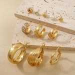 product_image_name-ARHANORY-6 Pairs Women Earrings of Diamond Circular Earrings Heart Shaped Stylish Stud Earrings - Gold-3