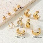 product_image_name-ARHANORY-6 Pairs Women Earrings of Diamond Circular Earrings Heart Shaped Stylish Stud Earrings - Gold-8