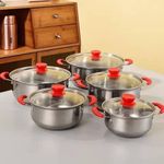 White Label 10 Pcs Stainless Steel Kitchen Cookware Sets - Red - image 4