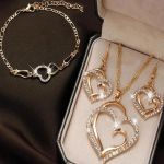 product_image_name-Fashion-Heart Pendant Jewelry Set, Double Peach Heart Necklace and Bracelet-1