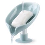 ShebSheb Leaf‑Shaped Self‑Draining Soap Holder – Suction Cup Soap Dish, No‑Drill Bathroom & Kitchen Counter Organizer