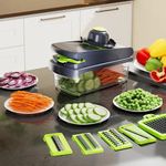 Generic 18in1 Vegetable Chopper Dicer with Container Cheese Grater Slicer Stainless Steel Manual Hand Cooking Gadget for Kitchen - image 6