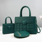 Genetic 3 PC of Woman Leather Handbag -Green