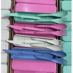 Generic Portable Kids Plastic Cutlery Set with Case - Fork, Knife and Spoon - Mint Green - image 2
