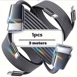 product_image_name-Cables-1 pcs 3 meters USB C to USB C Fast Charging Cable_black-1