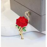 product_image_name-Generic-2PCS  Flamingo Brooch with Crystal  Enamel Rose Flower - Gold-1