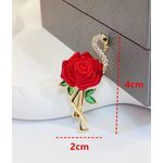 product_image_name-Generic-2PCS  Flamingo Brooch with Crystal  Enamel Rose Flower - Gold-2