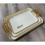 product_image_name-Homichef-3 Set  luxurious Serving Tray- White & Gold-2