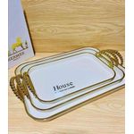product_image_name-Homichef-3 Set  luxurious Serving Tray- White & Gold-3
