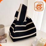 Fashion Women's Knitted Bag Hand Bag Straddle Bag - Black - image 3