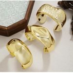 product_image_name-Generic-3pcs Luxury Gold Cuff Bangle Set – Mixed Designed Minimalist Twisted & Geometric Open Bracelets-3