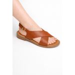 Women’s Flat Cross Strap Original Leather Sandals – Brown