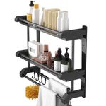Olykas Super Capacity 40cm Double-Layer Bathroom Shelf - A Magic Tool for Kitchen Storage - Black - image 2