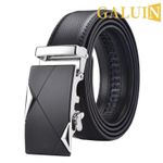 product_image_name-GALUIN-Stylish business men's belt, metal buckle belt, high-quality PU leather soft belt, suitable for work pants and jeans - silver-2