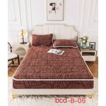 Fluffy Mattress Protective Cover Quilted Sheet With Pillow Case- Brown