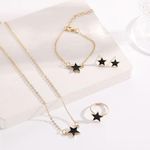 product_image_name-SXCHEN-4 Piece Set - Women's Jewelry Necklace Bracelet Earrings Ring - Black Gold-4