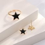 product_image_name-SXCHEN-4 Piece Set - Women's Jewelry Necklace Bracelet Earrings Ring - Black Gold-7