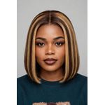 Human Hair Highlighted Straight Bob Wig –4x4  