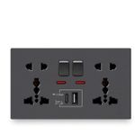 Generic Premium Double Universal Wall Socket with USB & Type-C Fast Charging