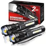 2 Pack Flashlights Torch, 5 Modes 3000 High Lumens Led