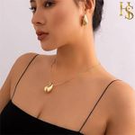 product_image_name-Fashion-Teardrop Necklace Earrings Jewelry Set for Women   Drop Dainty Gold Plated Water Hypoallergenic Pendant Necklace-3