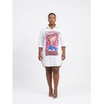 Graphic Print Shirt Dress with Collar in WHITE