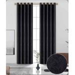 OMAMA HOME TEXTILE 2-in-1 Luxury Blackout Window Curtain – Black  – 150cm x 240cm – Eyelet Top