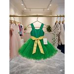 product_image_name-Fashion-Emerald & Gold Bow Tulle Party Dress, green-2