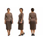 White Label Elegant Brown Striped Business Ensemble - image 2