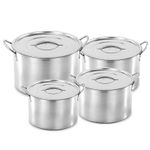 White Label 4Pcs Large Volume Stainless Steel Kitchen Cookware Sets - Silver - image 5