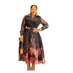 Black Floral Midi Dress