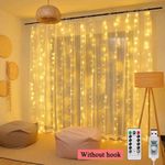 product_image_name-Generic-LBQ 3*3m 300 LED Curtain String Fairy Lights USB Indoor and Outdoor with Remote Control--Warm White Light-1
