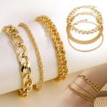 product_image_name-SXCHEN-Pack of 3 - Personalized Bracelet Jewelry Women's Fashion Anklet - Gold-1