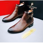 product_image_name-Generic-Frank Perry Men's Premium Brown Chelsea Boots With Buckle Strap - Ankle Boots-2