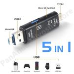 product_image_name-Generic-Multifunction 5in1 TF & USB To Micro USB & Type-C Card Reader OTG Adapter Connector-1