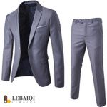 product_image_name-Fashion-Two-Piece Men's Suit Set +tie - Slim Fit - Gray - Gray - XXL-1