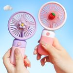 product_image_name-Generic- Cute Handheld Fan with Phone Stand, USB Rechargeable Mini Desk Fan - 3 Soft Wind Speeds, Portable for Office/Travel, Flower Design -2