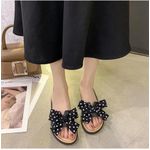 product_image_name-Generic-Trendy Polka Dot Bow Ladies Slippers – Stylish, Comfortable & Lightweight- Black-2