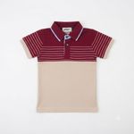 Bright Kids Colorblock Polo Shirt - Maroon/Beige