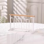 Generic Cup Storage Rack, Upside-Down Cup Holder, Hanging Cup Holder, Drainage and Storage - White/Wood - image 3