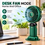 Generic Portable Rechargeable Handheld Fan Foldable Desk Fan with Phone Stand Green - image 7